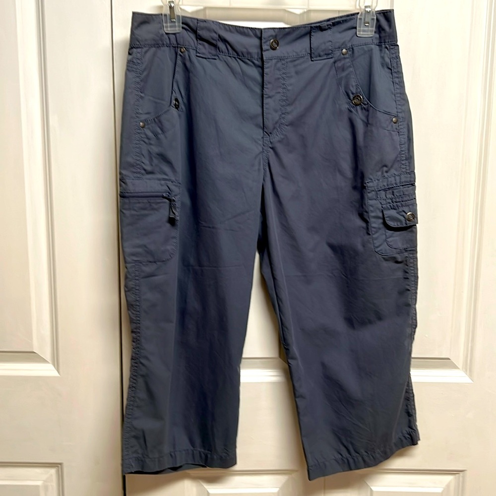 Gloria Vanderbilt Dark Gray Slate High Rise Cargo Crop Pants Size 12